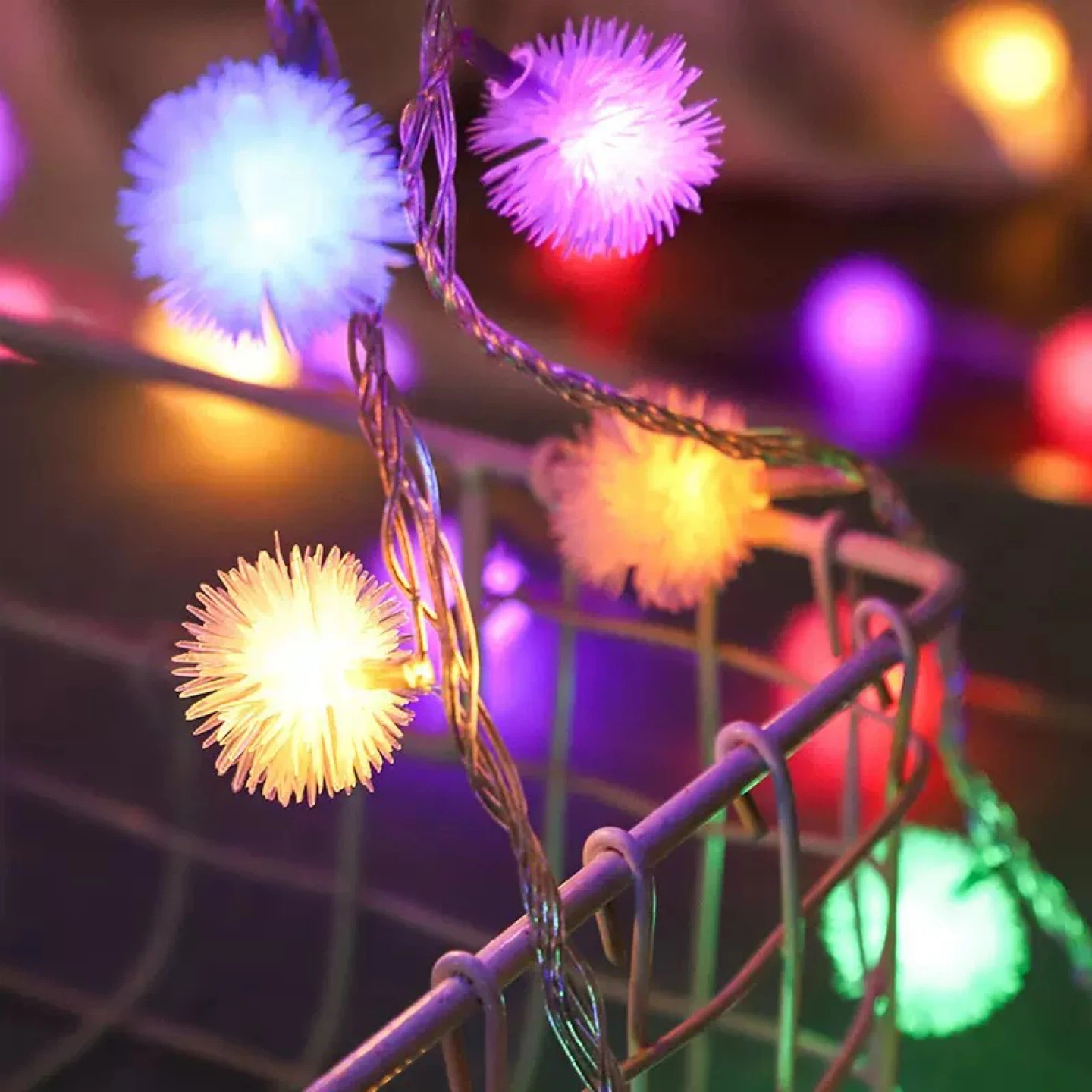 Colorful Fluffy Ball String Lights, flashable - photo 3