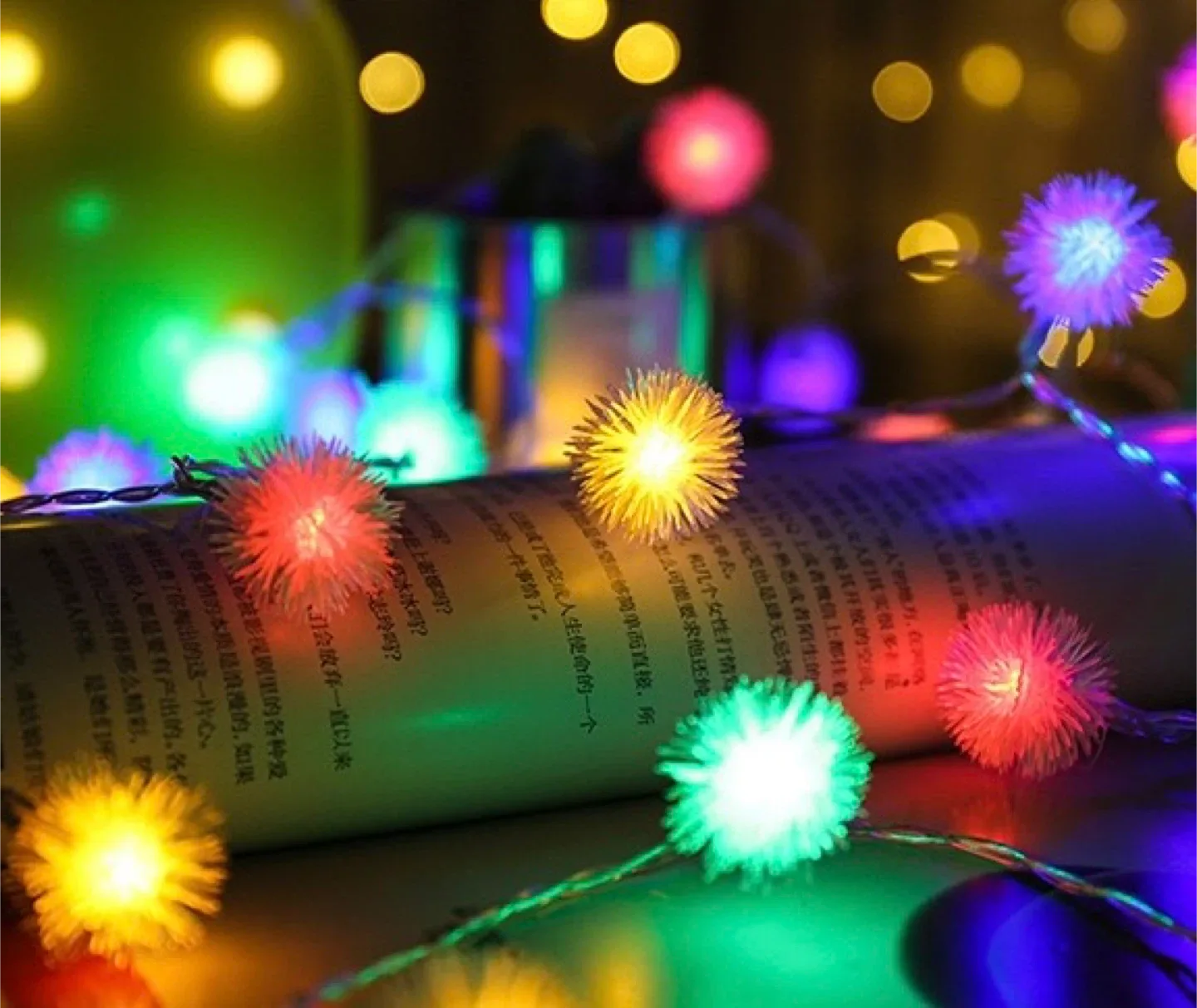 Colorful Fluffy Ball String Lights, flashable image indicator(5)