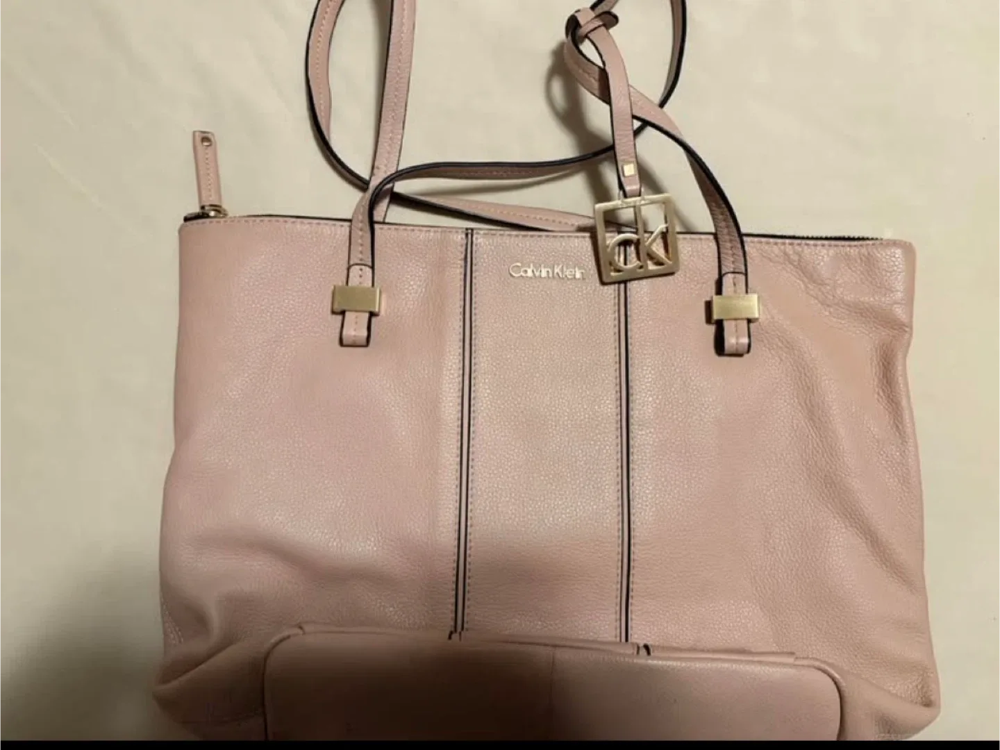 Calvin Klein Pink Leather Tote Bag image indicator(2)