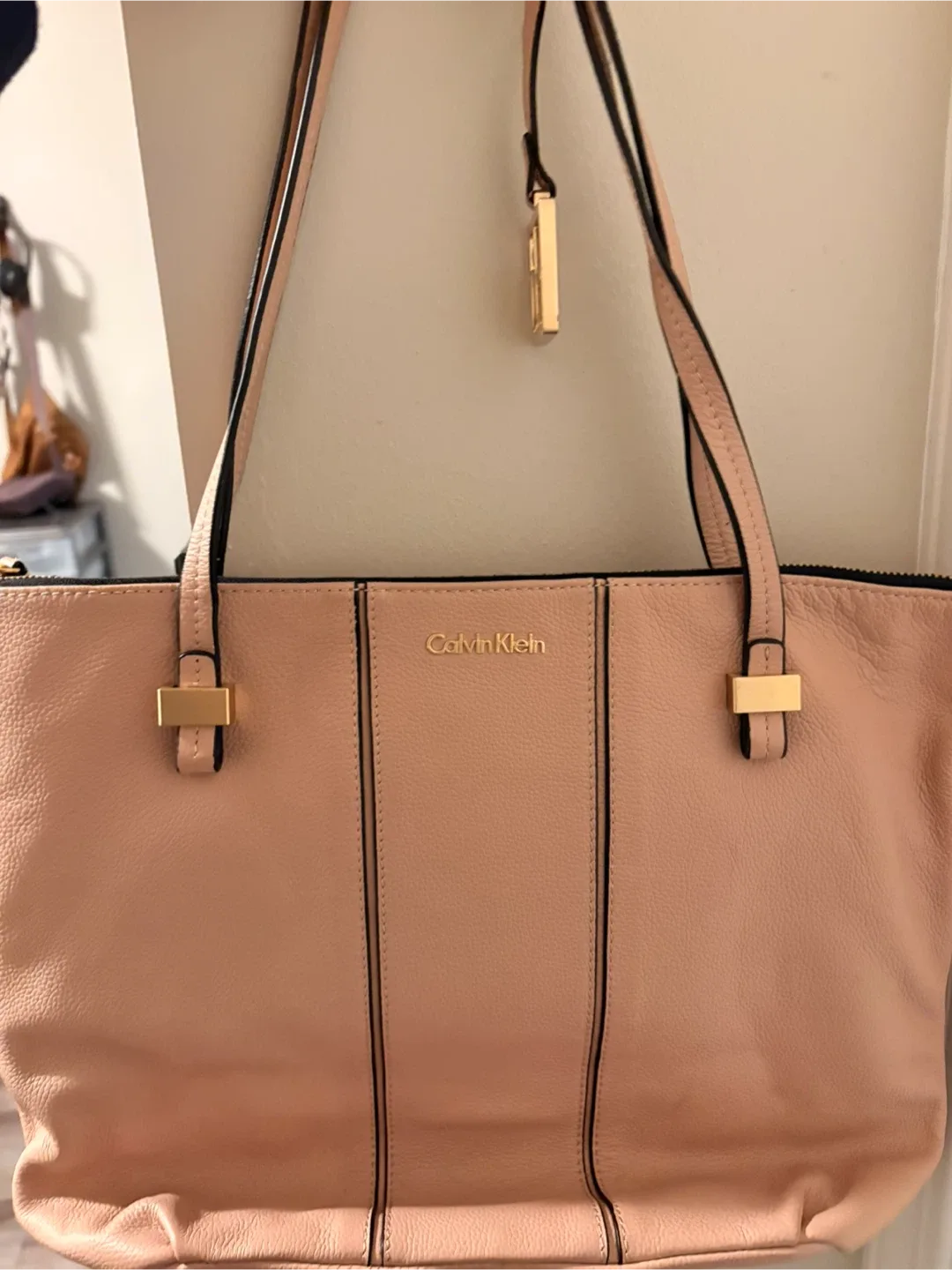 Calvin Klein Pink Leather Tote Bag