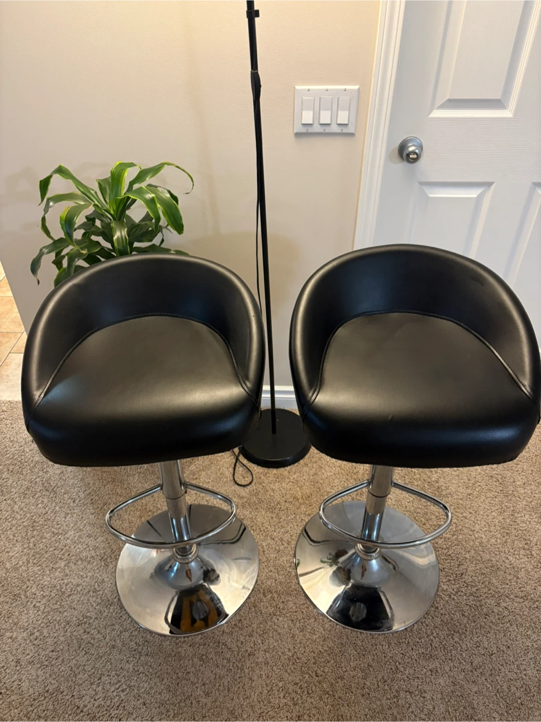 Pair of Black Swivel Bar Stools