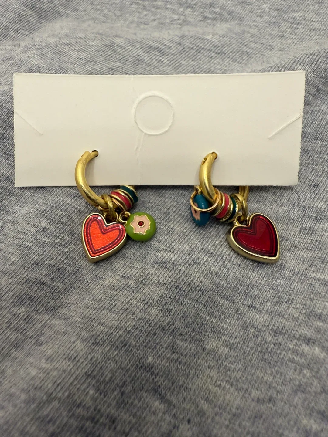 Heart Dangle Hoop Earrings