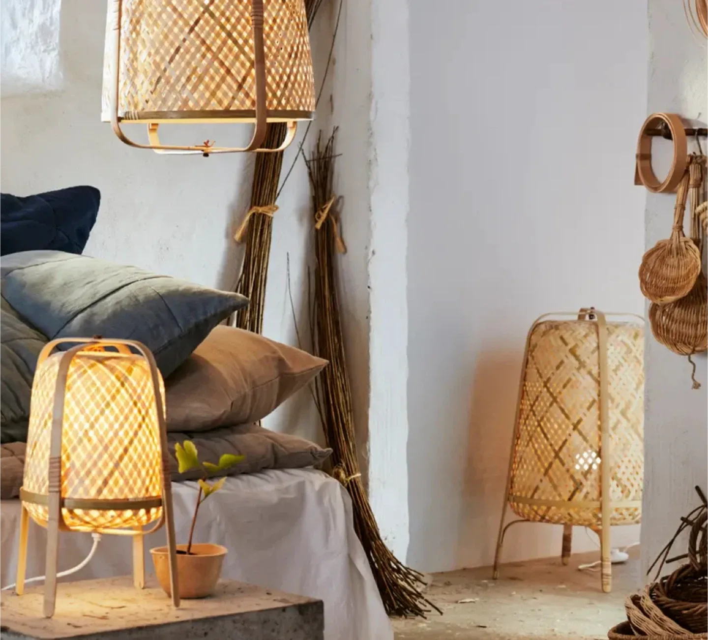 Ikea BOJA Table Lamp - Natural Bamboo image indicator(2)