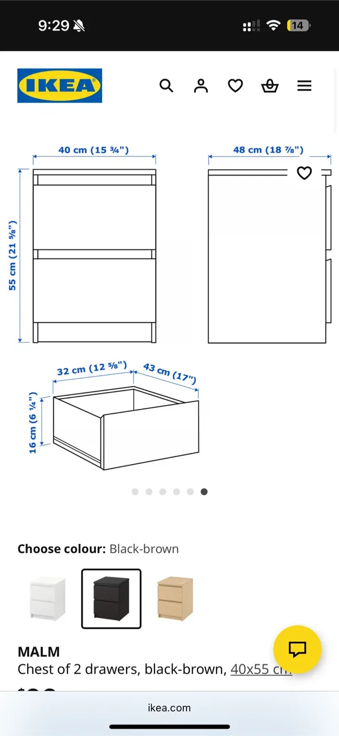 2x IKEA Malm Black-Brown 2-Drawer Chest image indicator(2)