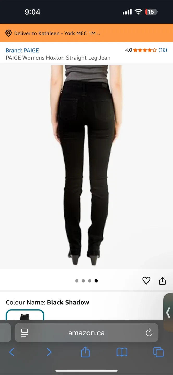 PAIGE Denim Hoxton Straight Leg Shadow Black Jeans (Size:29) image indicator(5)