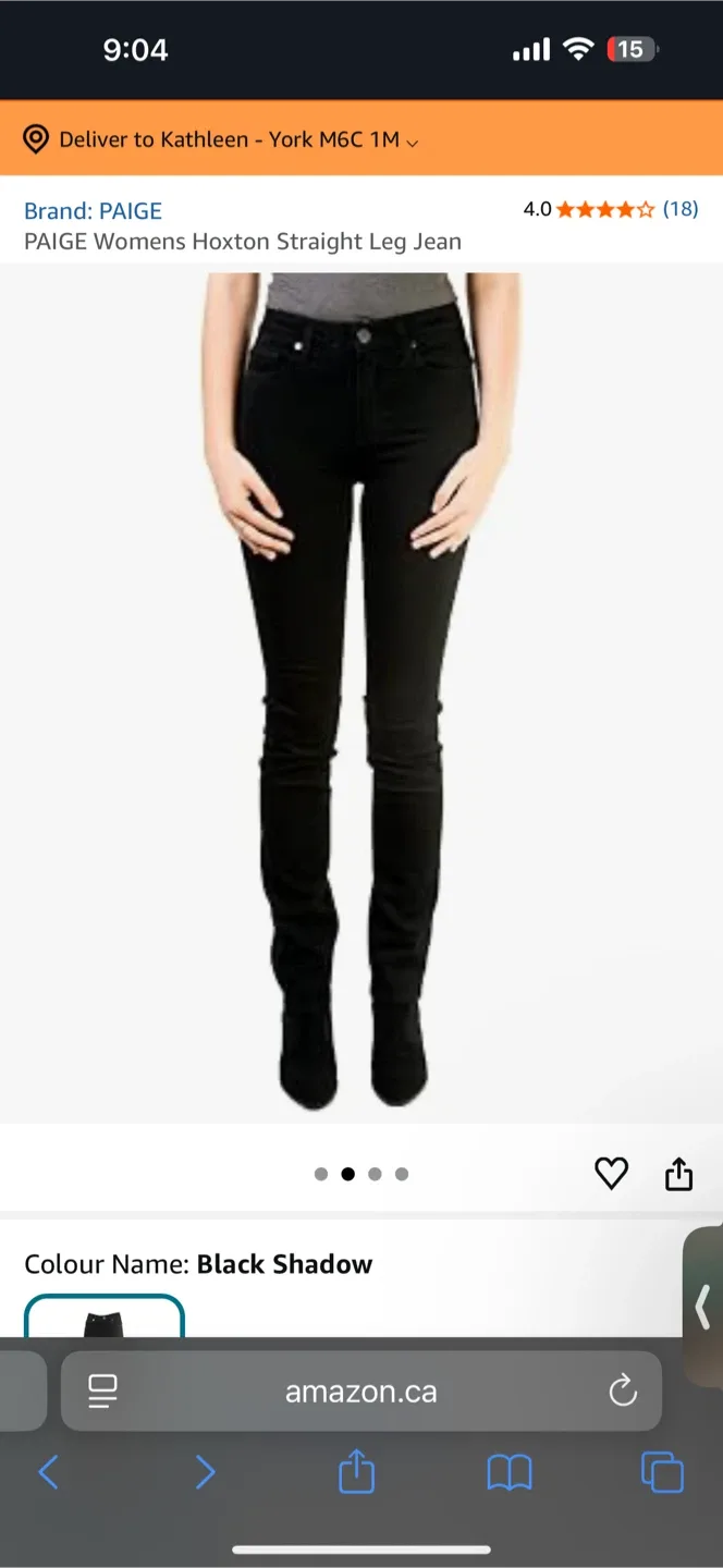 PAIGE Denim Hoxton Straight Leg Shadow Black Jeans (Size:29) image indicator(6)