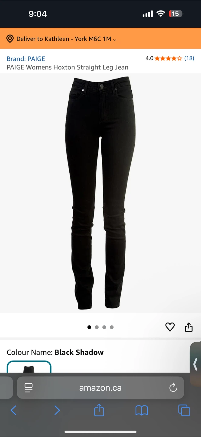 PAIGE Denim Hoxton Straight Leg Shadow Black Jeans (Size:29) - photo 3