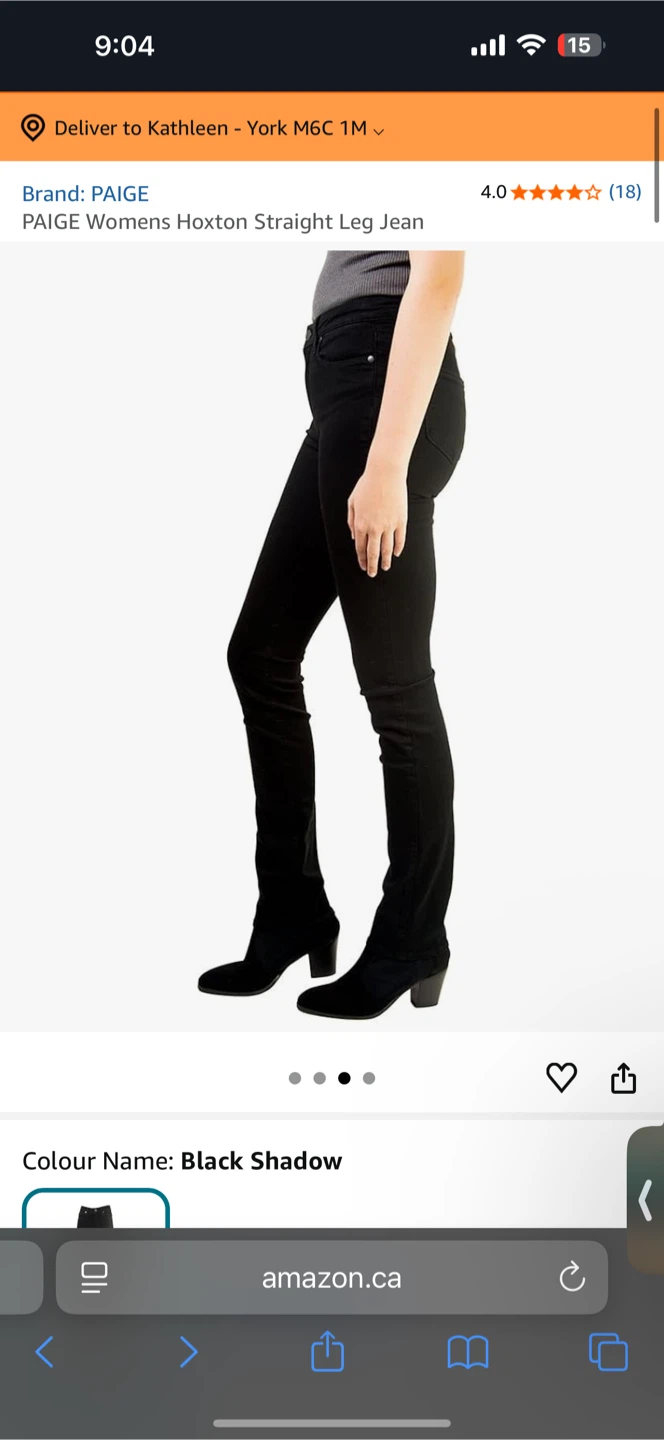 PAIGE Denim Hoxton Straight Leg Shadow Black Jeans (Size:29) - photo 4