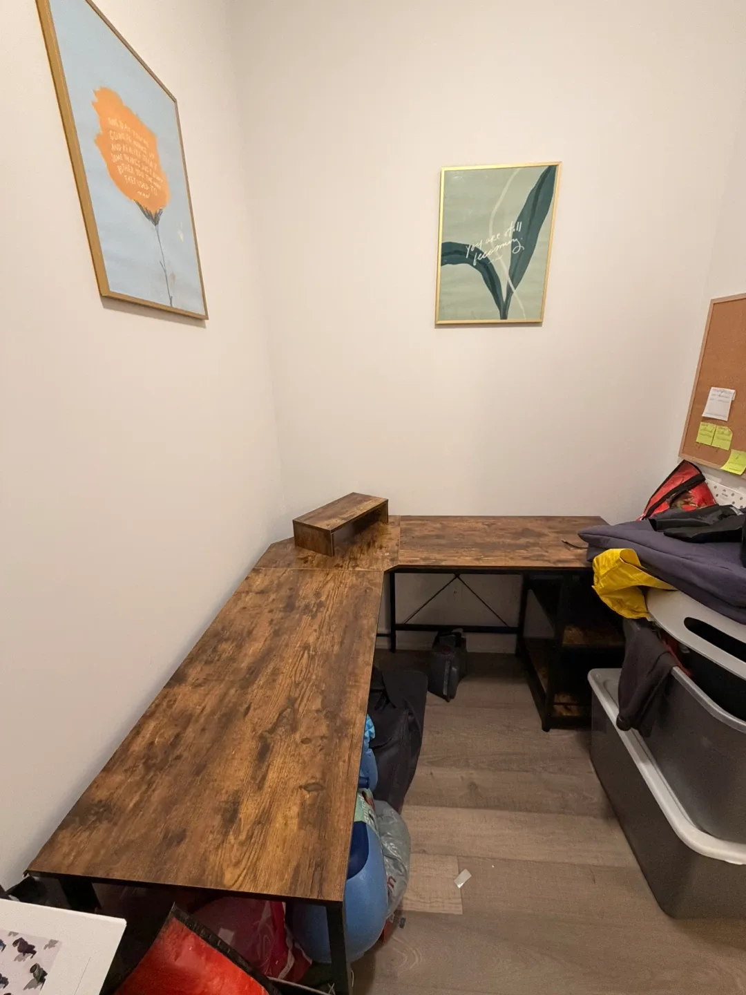 L-Shaped Brown Wood Corner Desk