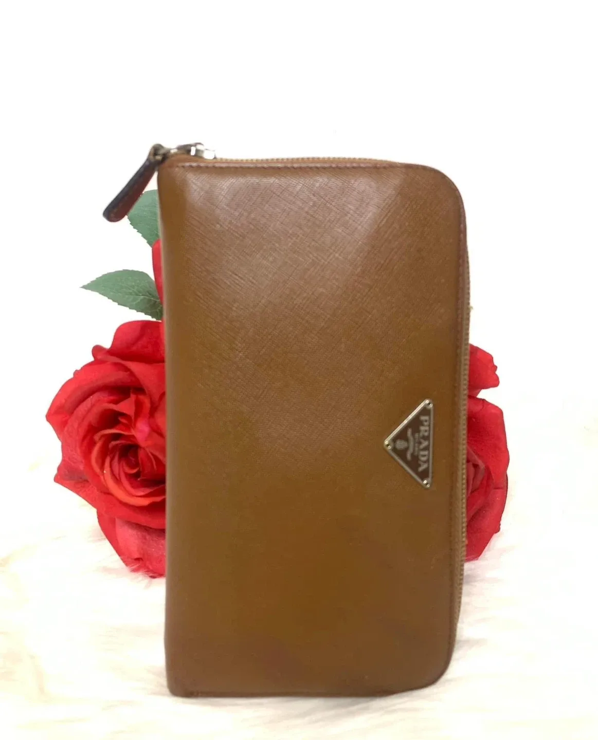 Prada Saffiano Leather Wallet - Tabacco Brown