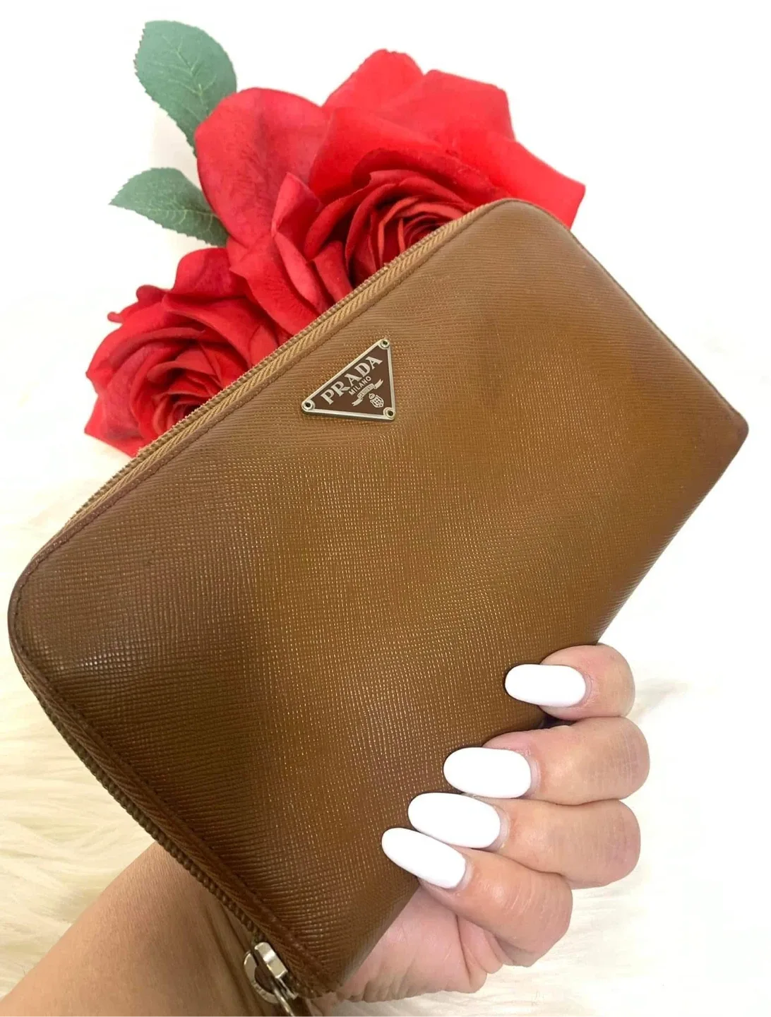 Prada Saffiano Leather Wallet - Tabacco Brown image indicator(4)