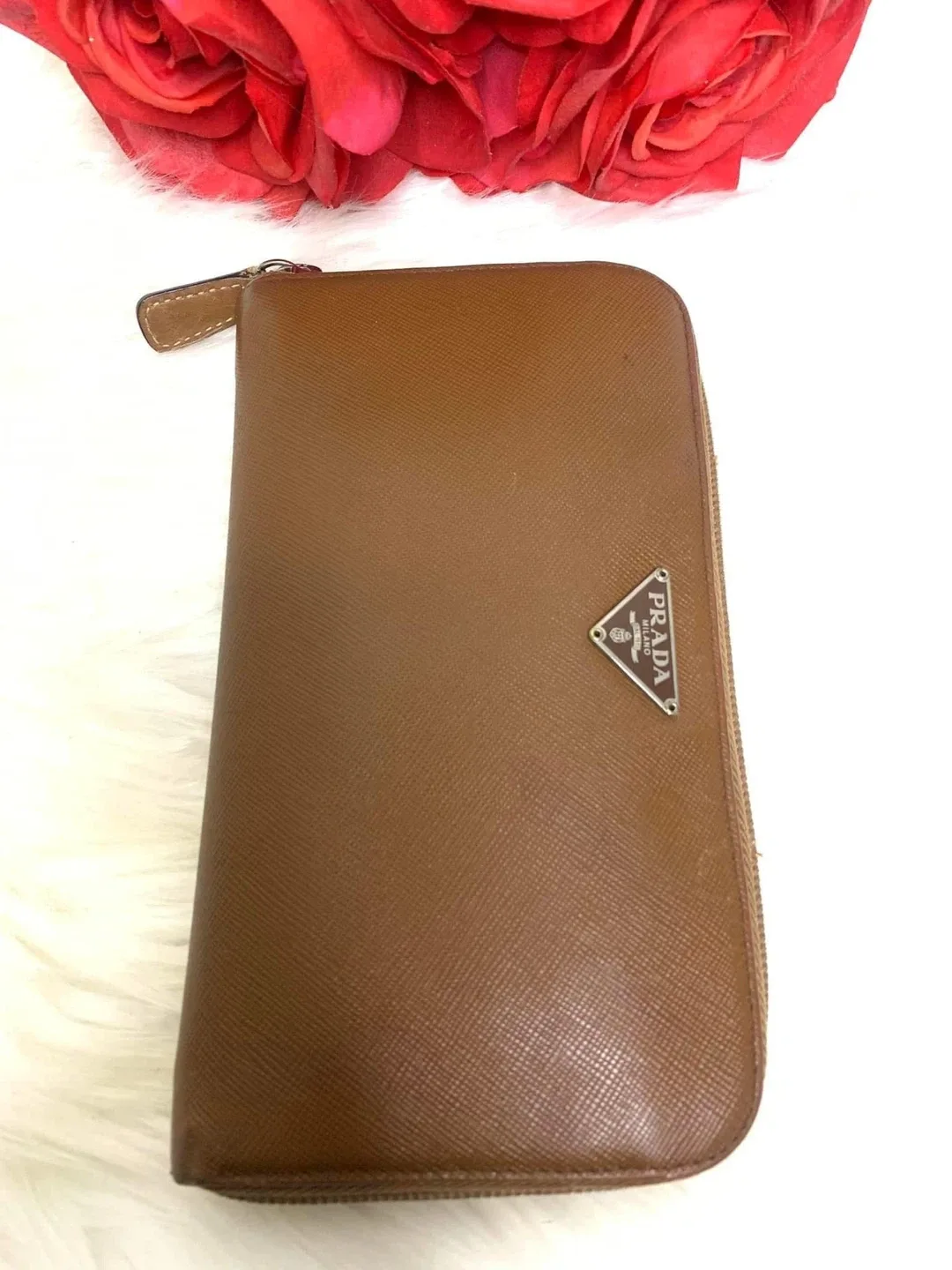 Prada Saffiano Leather Wallet - Tabacco Brown image indicator(9)