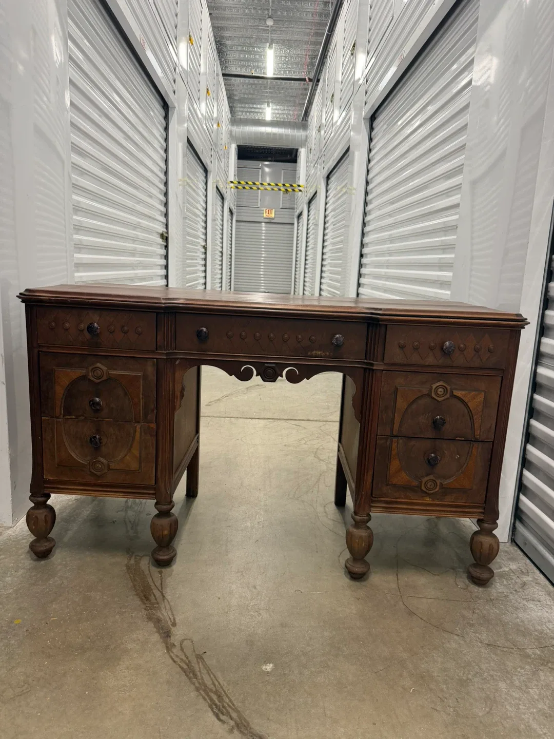 Antique Wooden Desk with Drawers