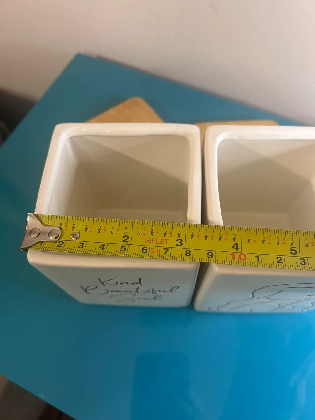 Ceramic Canister Set – Modern Line Art + Bamboo Lids image indicator(4)