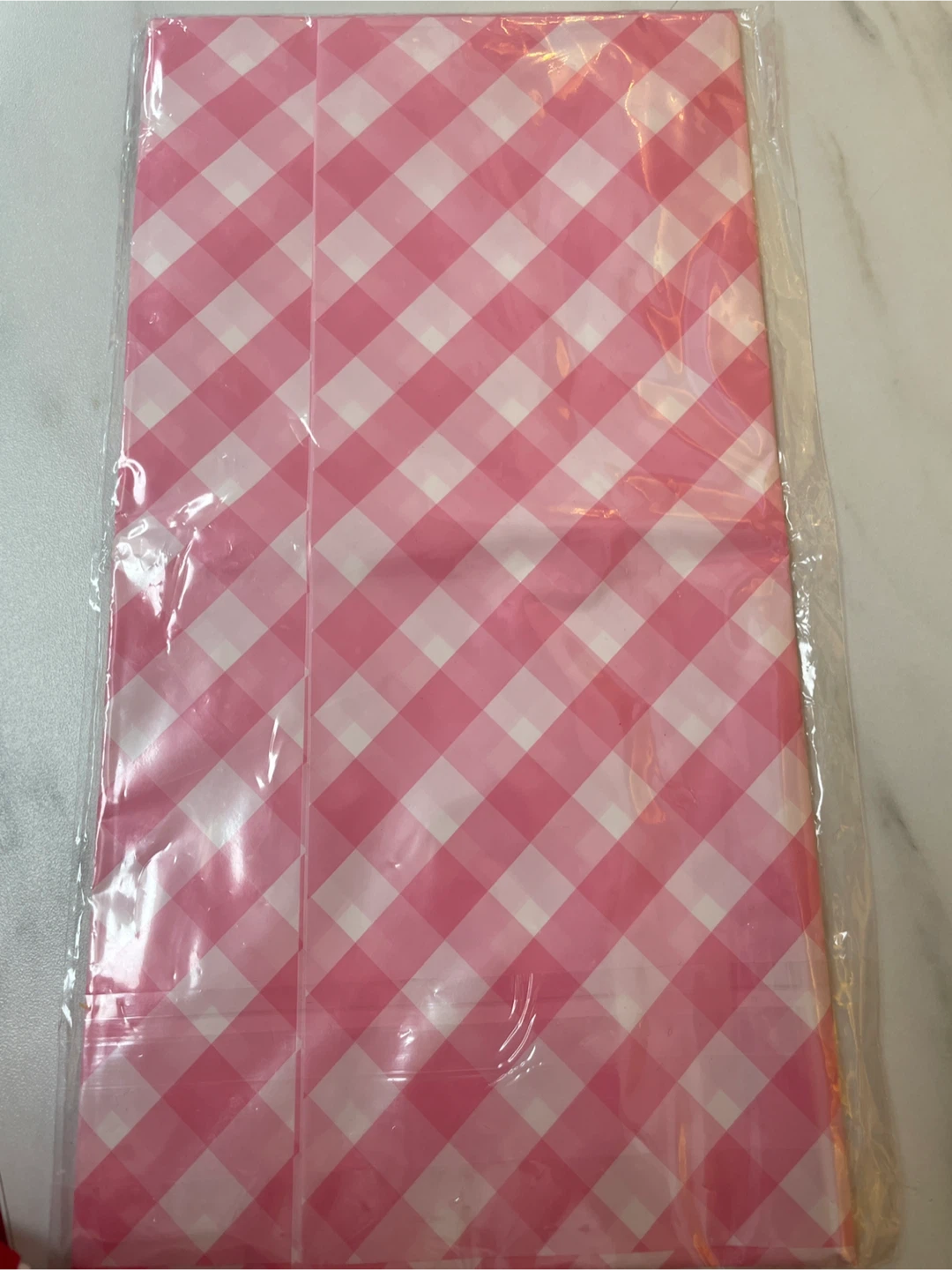 Pink Gingham Tablecloth - New in Package!