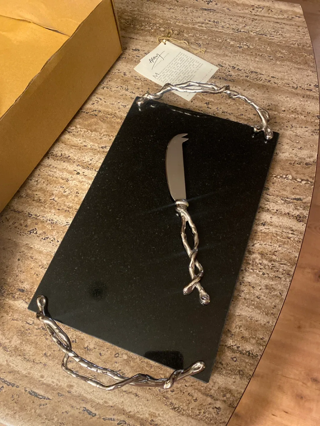 Michael Aram Black Orchid Cheese Board with Knife image indicator(2)