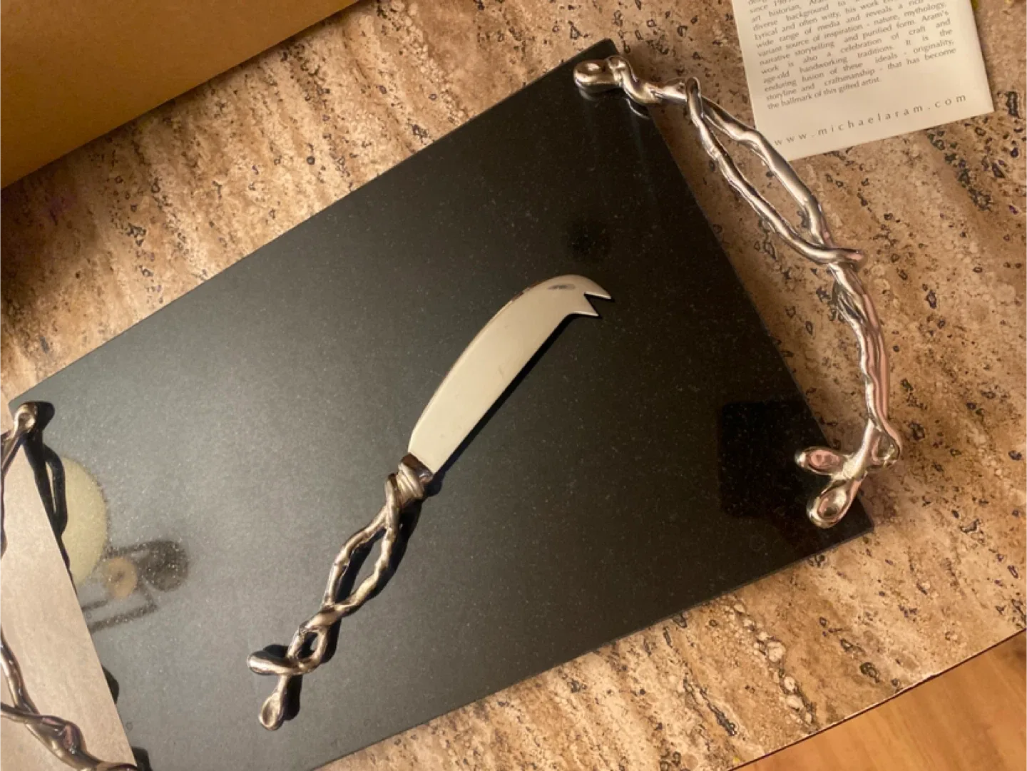 Michael Aram Black Orchid Cheese Board with Knife