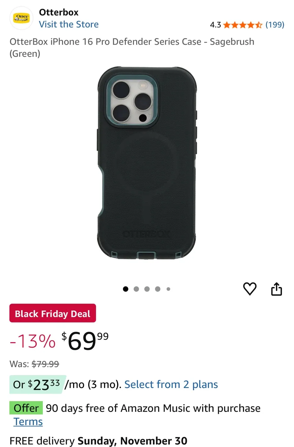 Otterbox iPhone 16 Pro Defender Case - Sagebrush (Green)