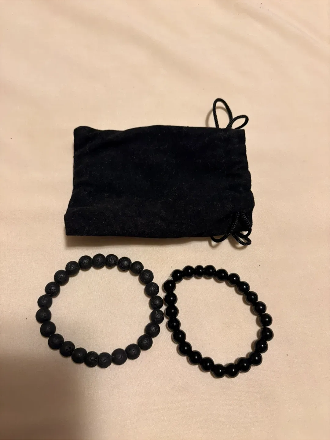 Black Beaded Bracelets - Lava & Obsidian