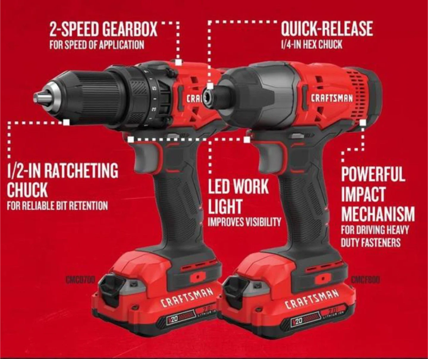 Craftsman V20 Cordless Drill and Impact Driver Kit image indicator(4)