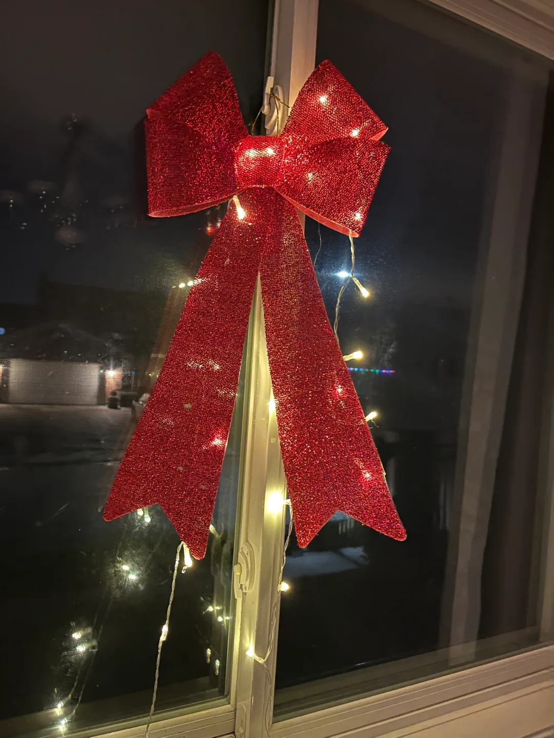 Red Glittery Christmas Bow with Lights image indicator(2)