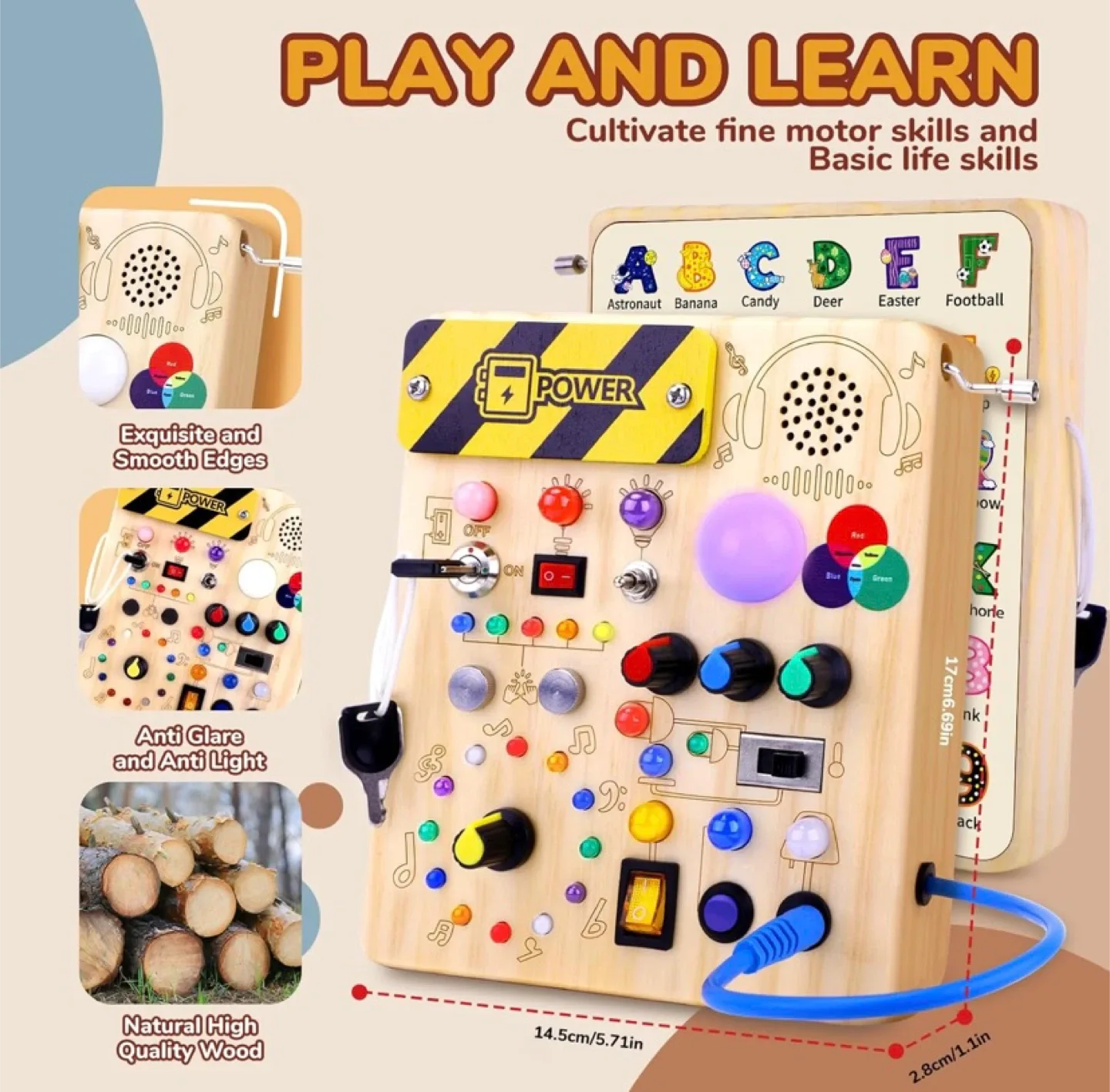 New Sensory Busy Board,Montessori Lights and Sound Board image indicator(4)
