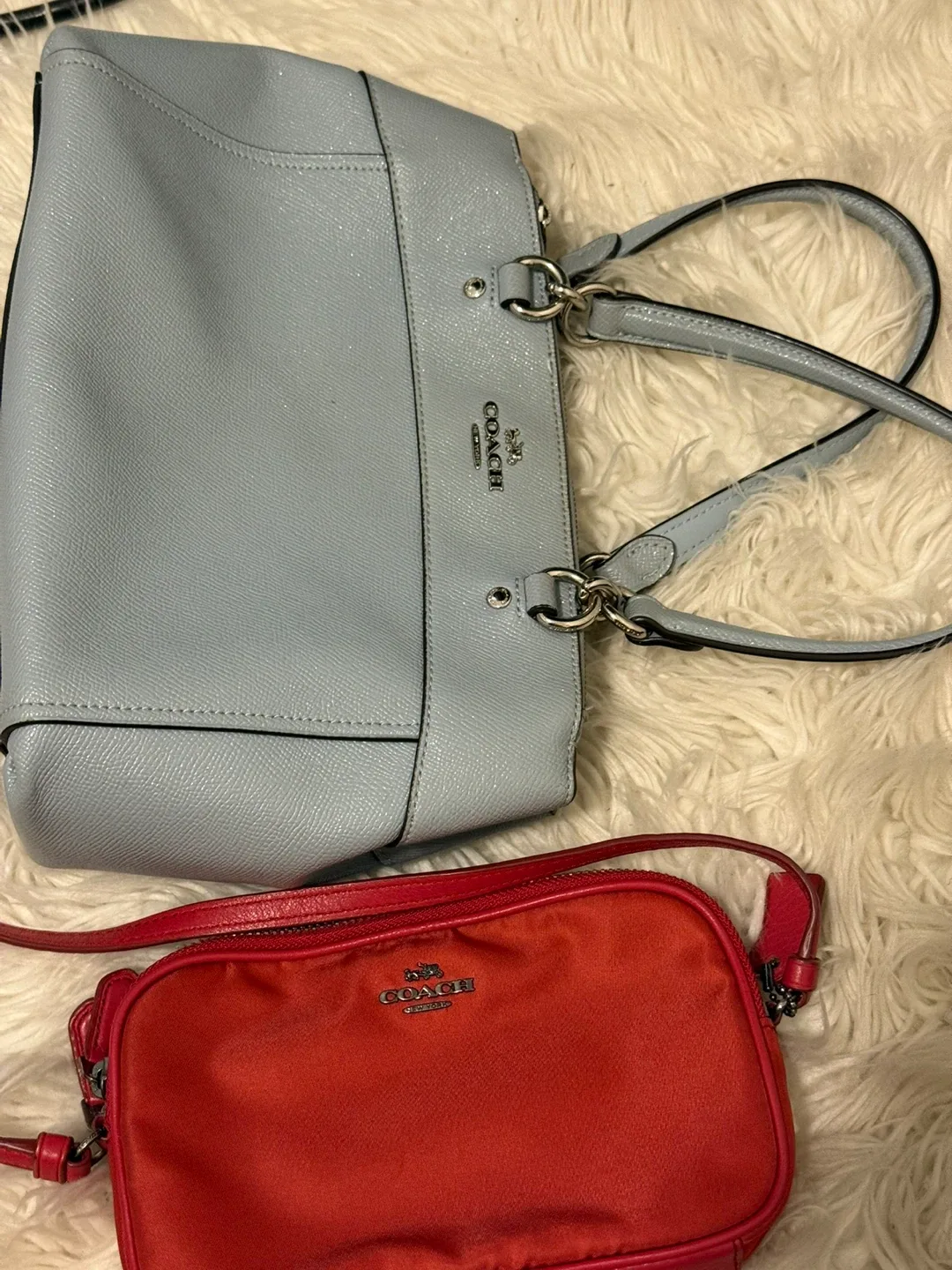 Coach Red Crossbody & Blue Tote Bag
