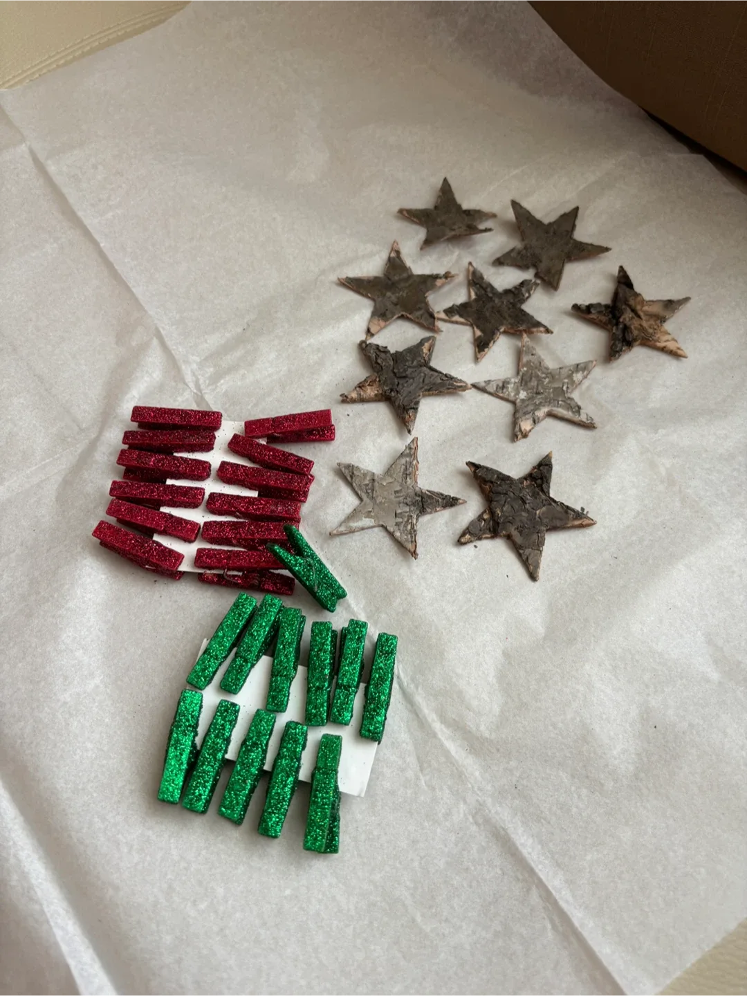 Glitter Clothespins & Wooden Stars