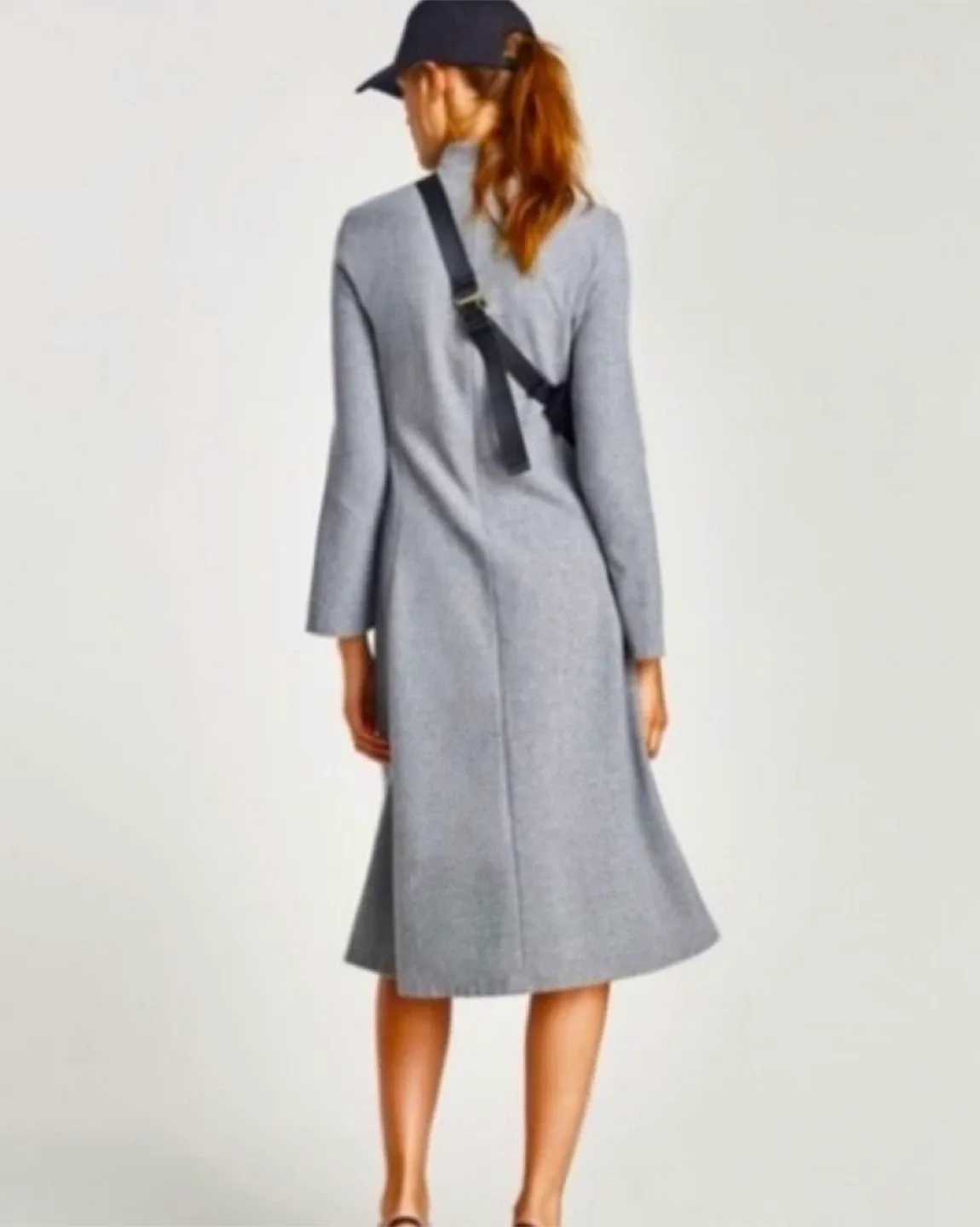 Zara Gray Midi Dress wool blend sz small image indicator(3)