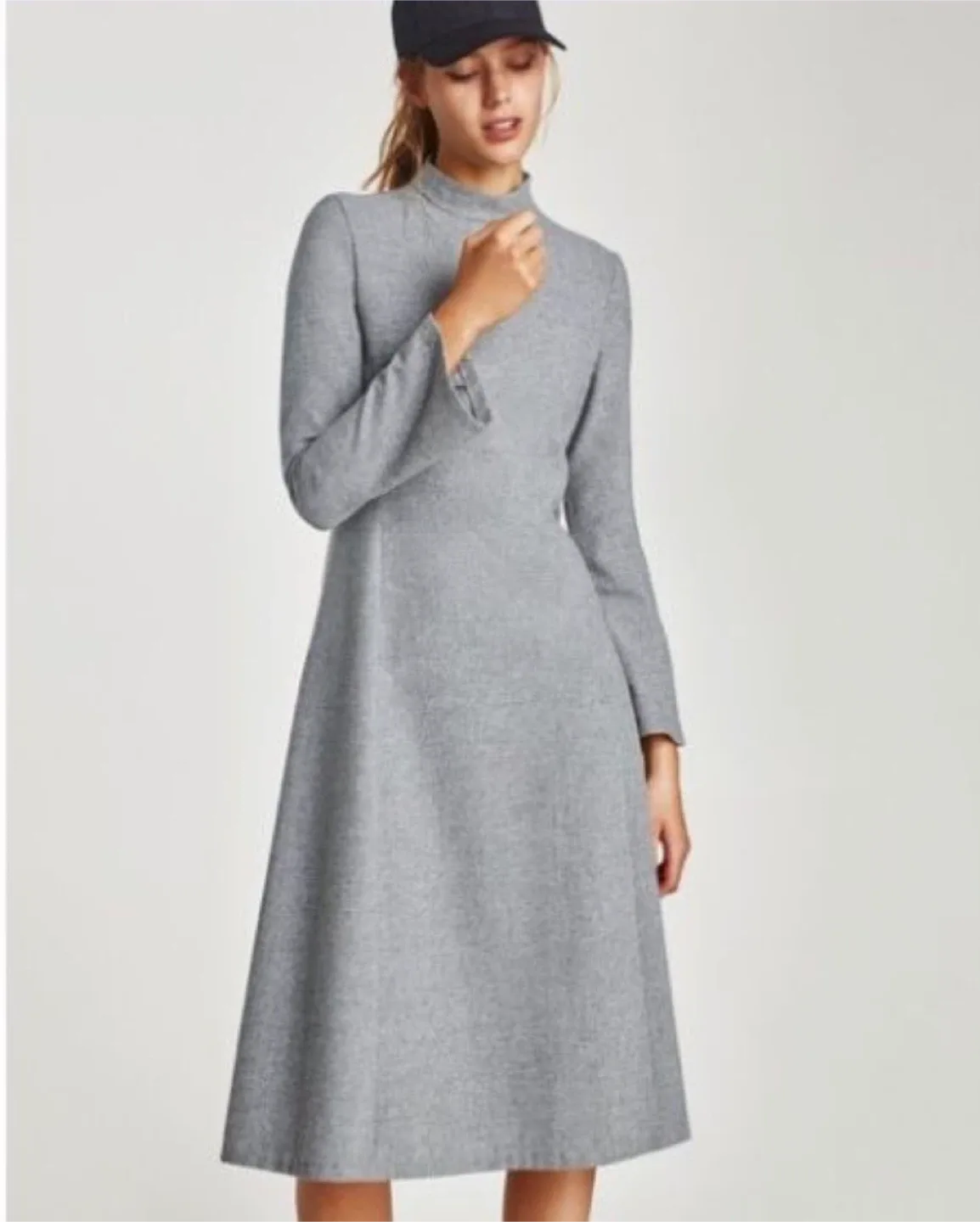 Zara Gray Midi Dress wool blend sz small image indicator(4)