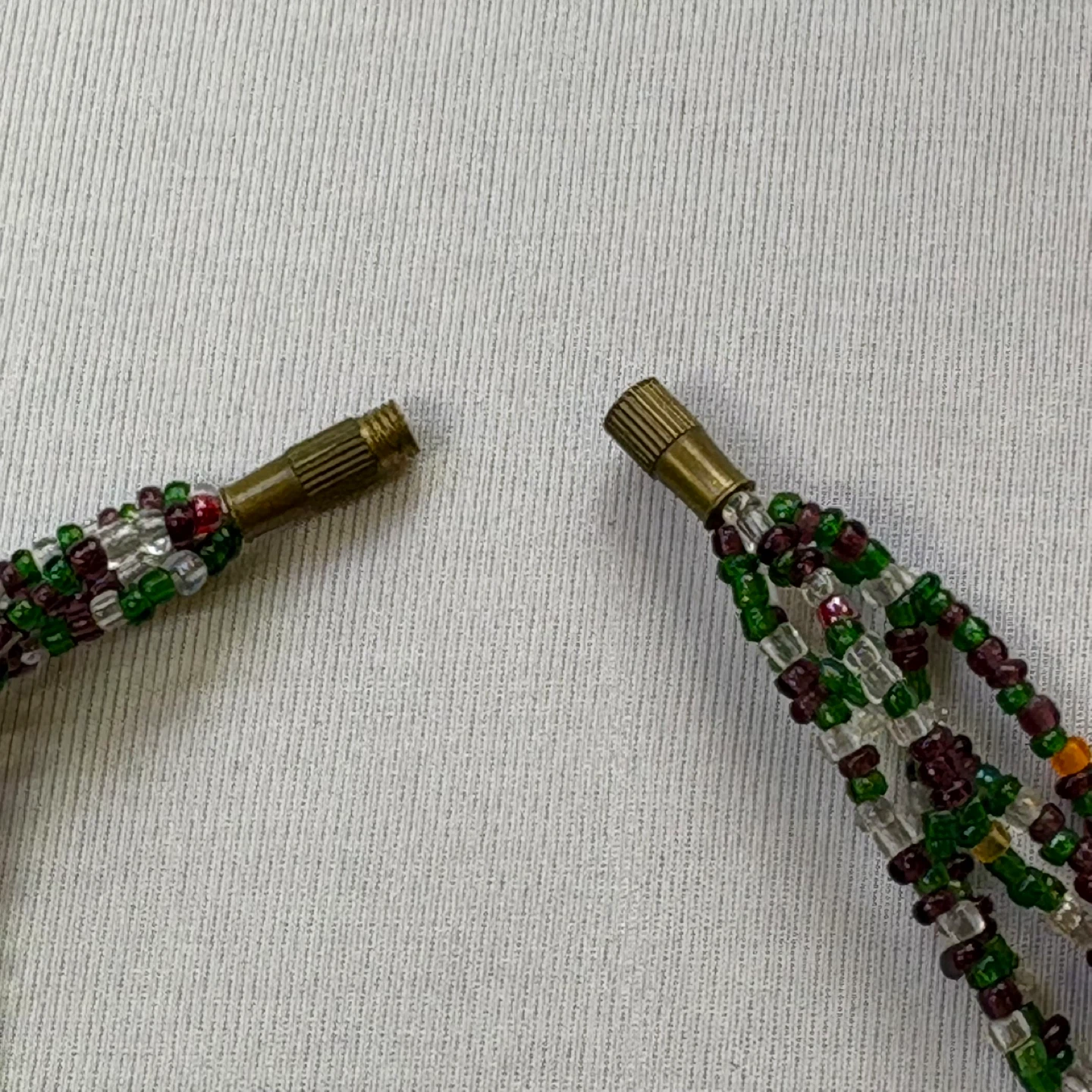 Handmade Multi Strand Green and Maroon Seed Bead Necklace - photo 5