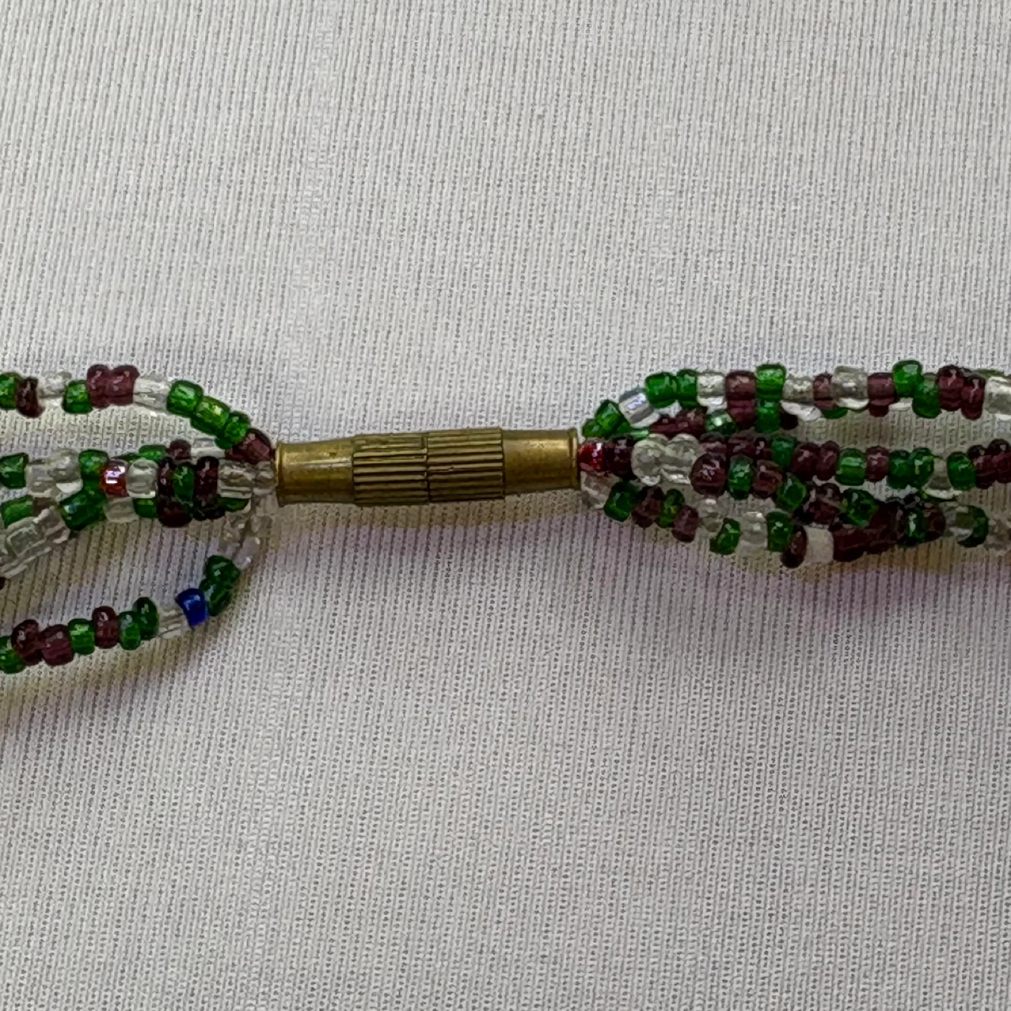 Handmade Multi Strand Green and Maroon Seed Bead Necklace - photo 4