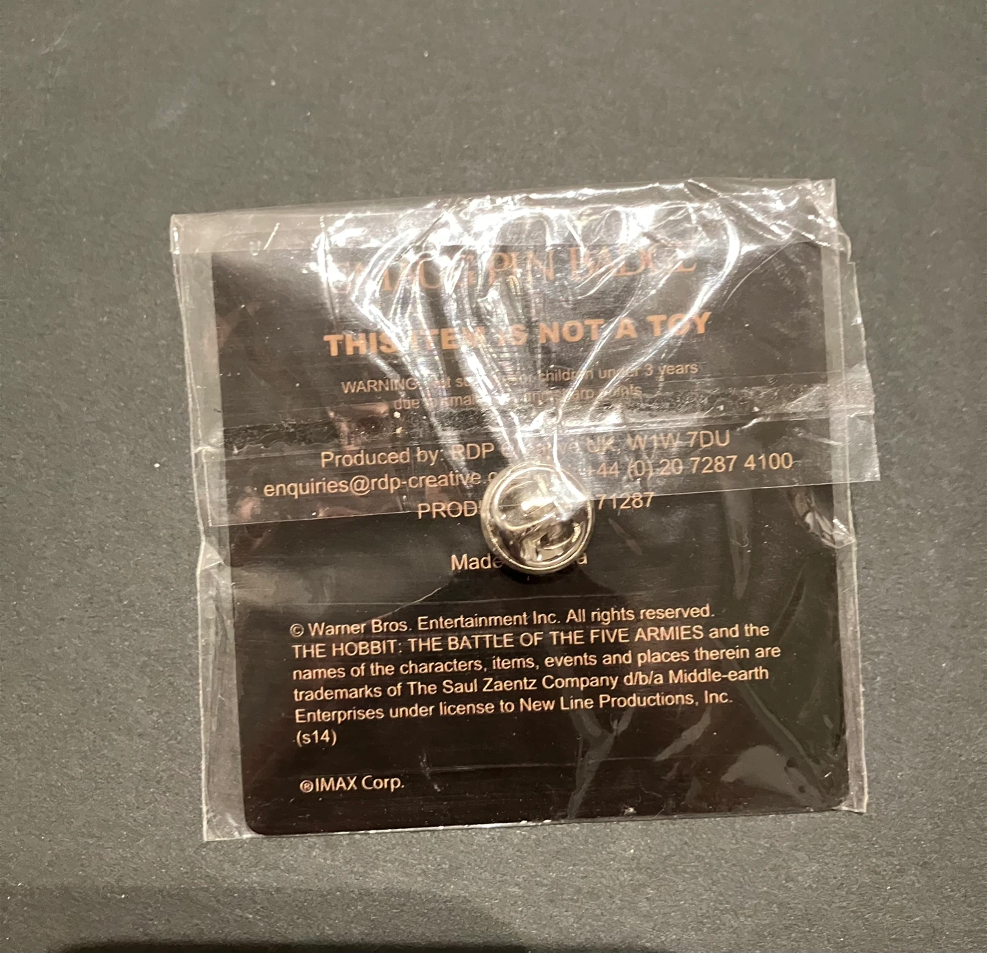 The Hobbit Dragon Smaug Pin Badge 2014 IMAX - photo 5