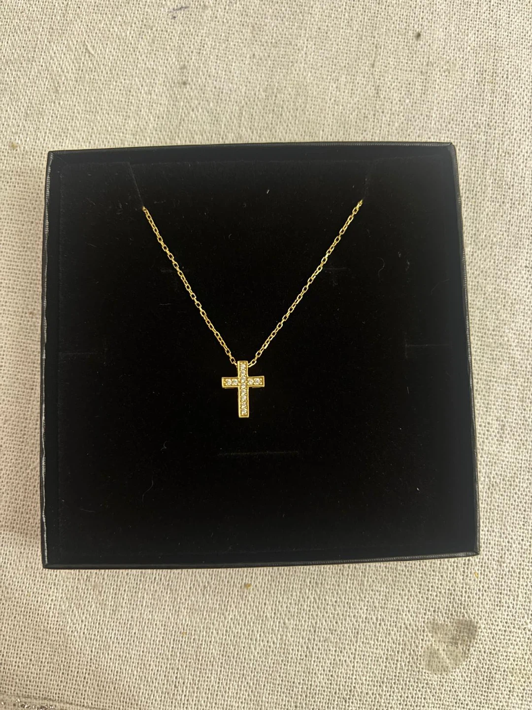 Gold Cross Necklace with Box - photo 2