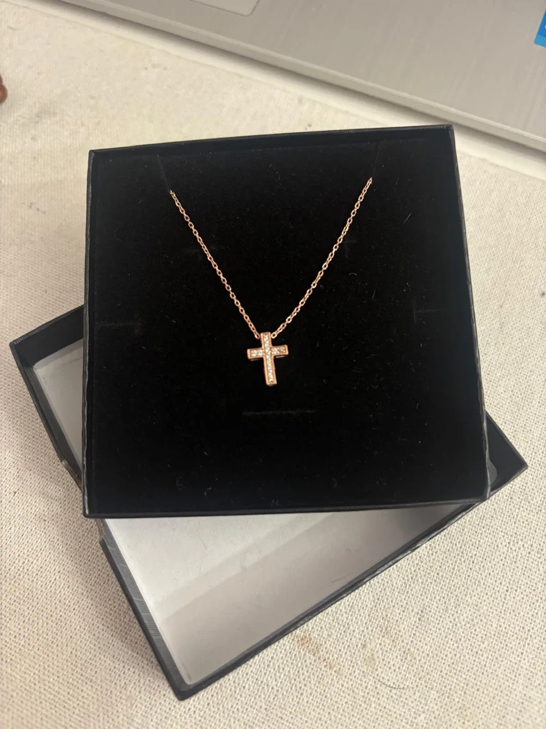Gold Cross Necklace with Box