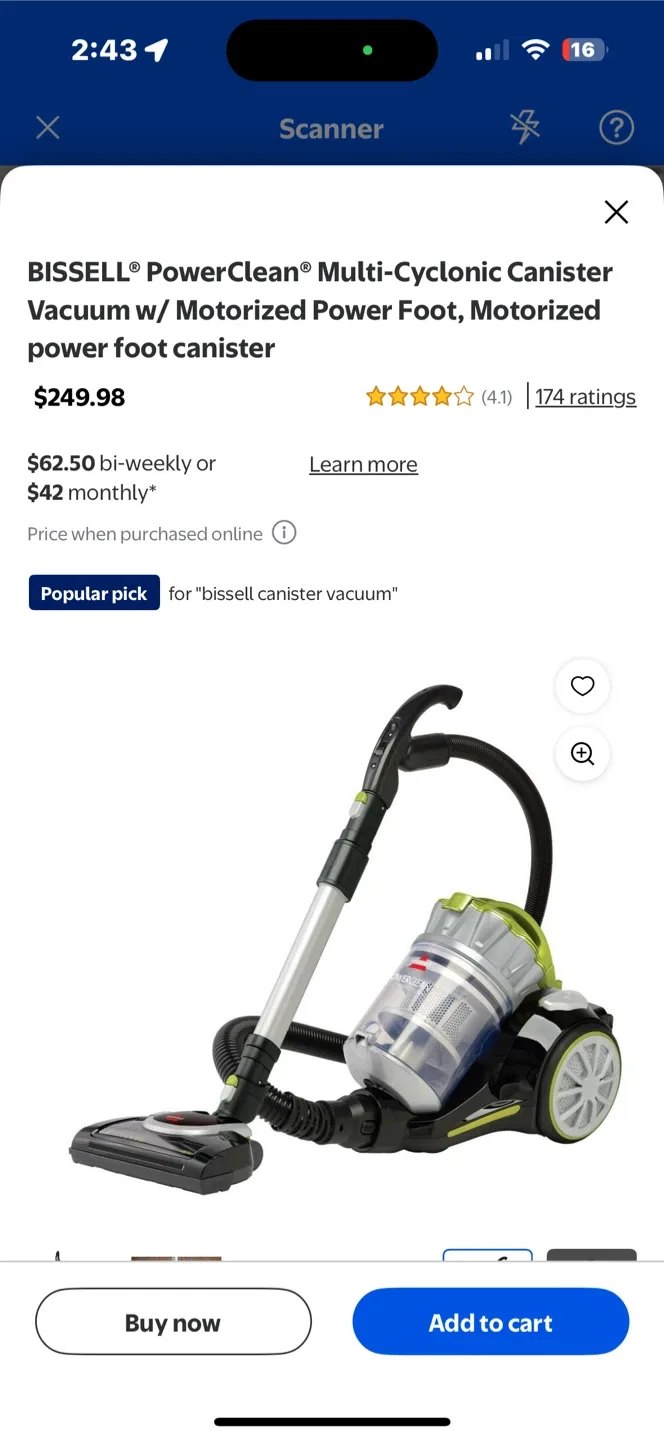 BISSELL PowerClean Multi-Cyclonic Canister Vacuum