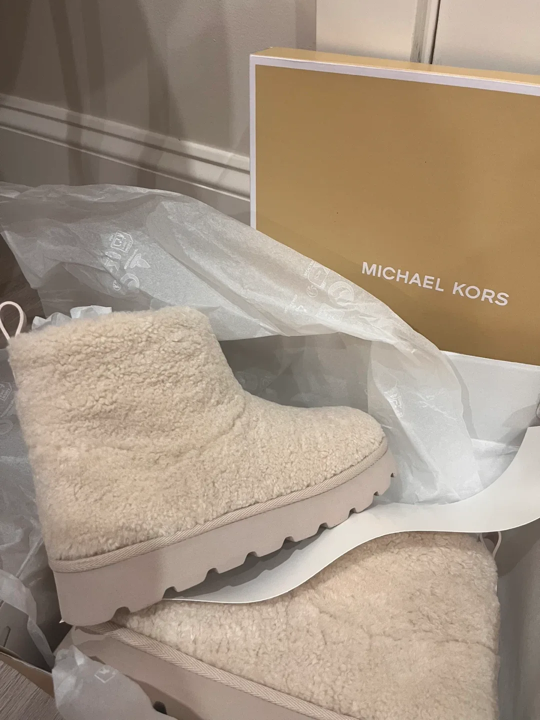 Michael Kors Cream Faux Fur Booties - Size 8