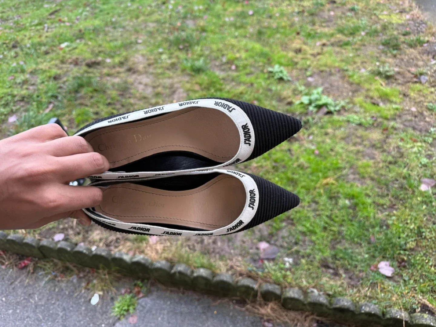 Dior J'Adior Black Pointed Toe Flats - Size 35.5