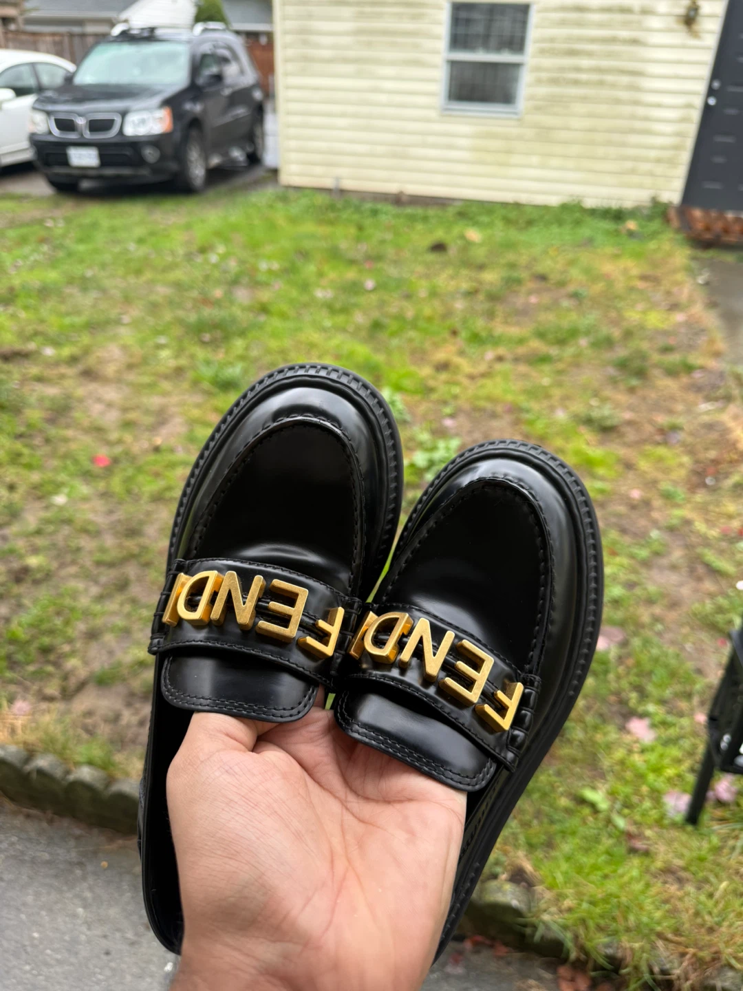 Fendi Black Leather Loafers Size 36