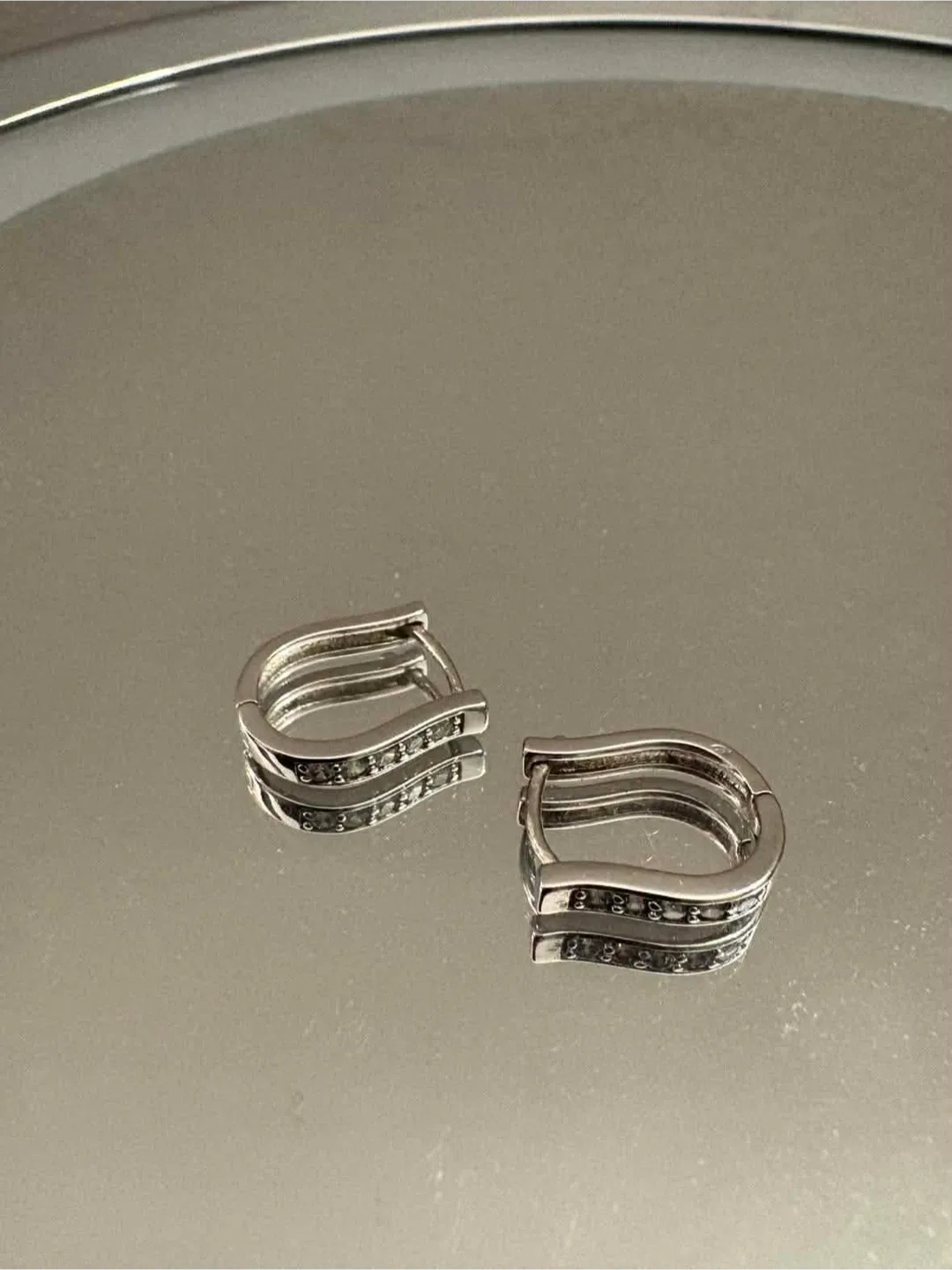 Cubic Zirconia Sterling Silver Hoop Earrings