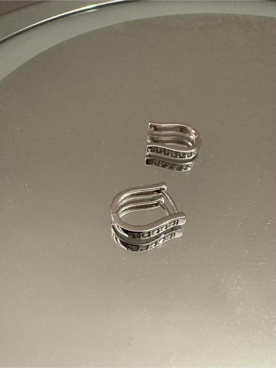 Cubic Zirconia Sterling Silver Hoop Earrings image indicator(2)