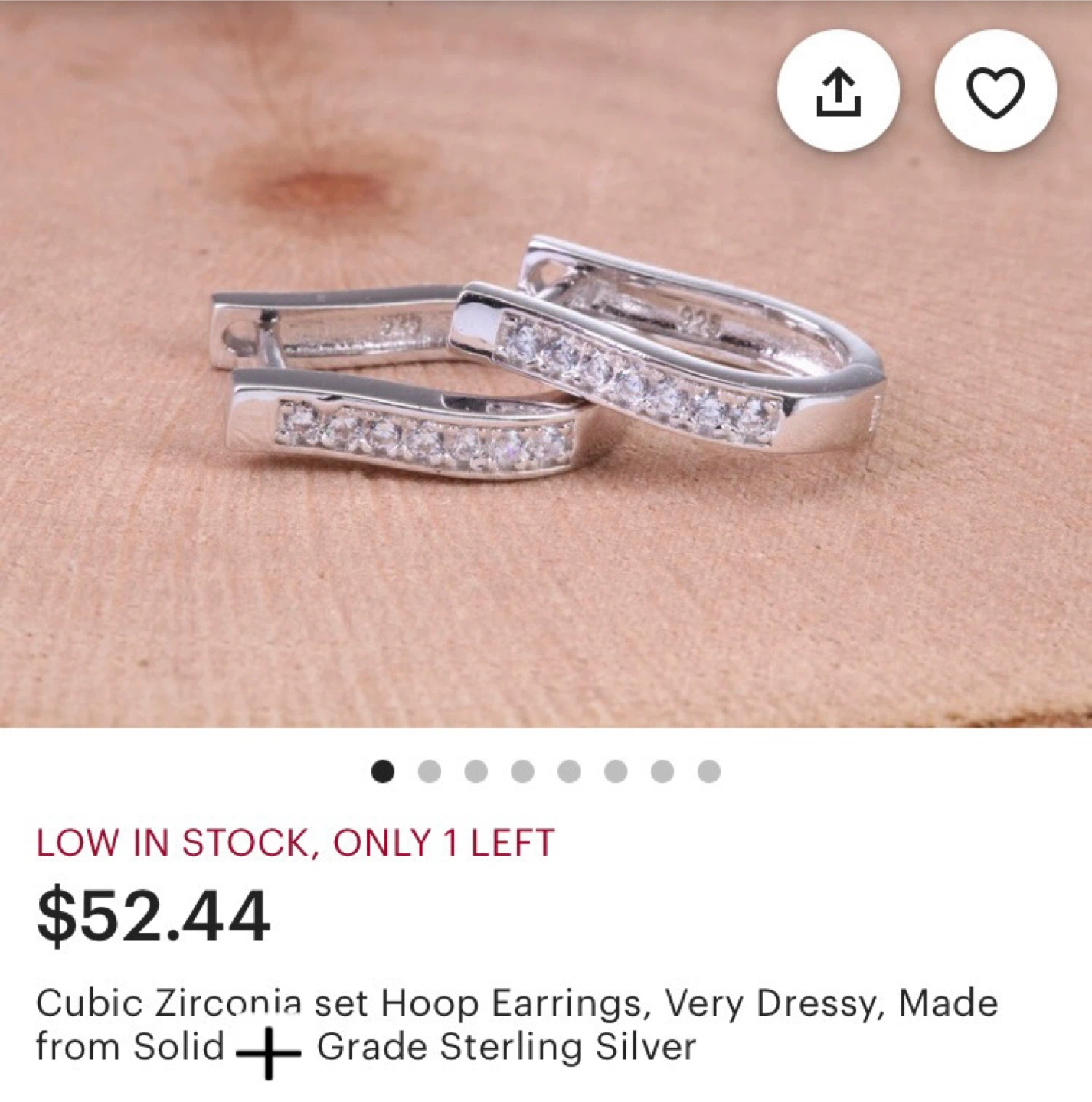 Cubic Zirconia Sterling Silver Hoop Earrings - photo 3