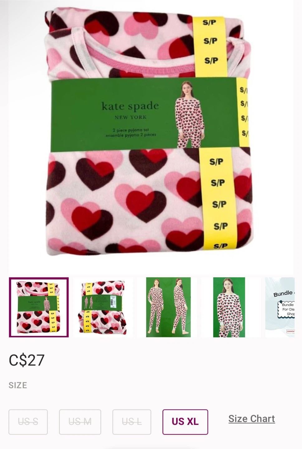 Kate Spade Heart Pajama Set - Size Small