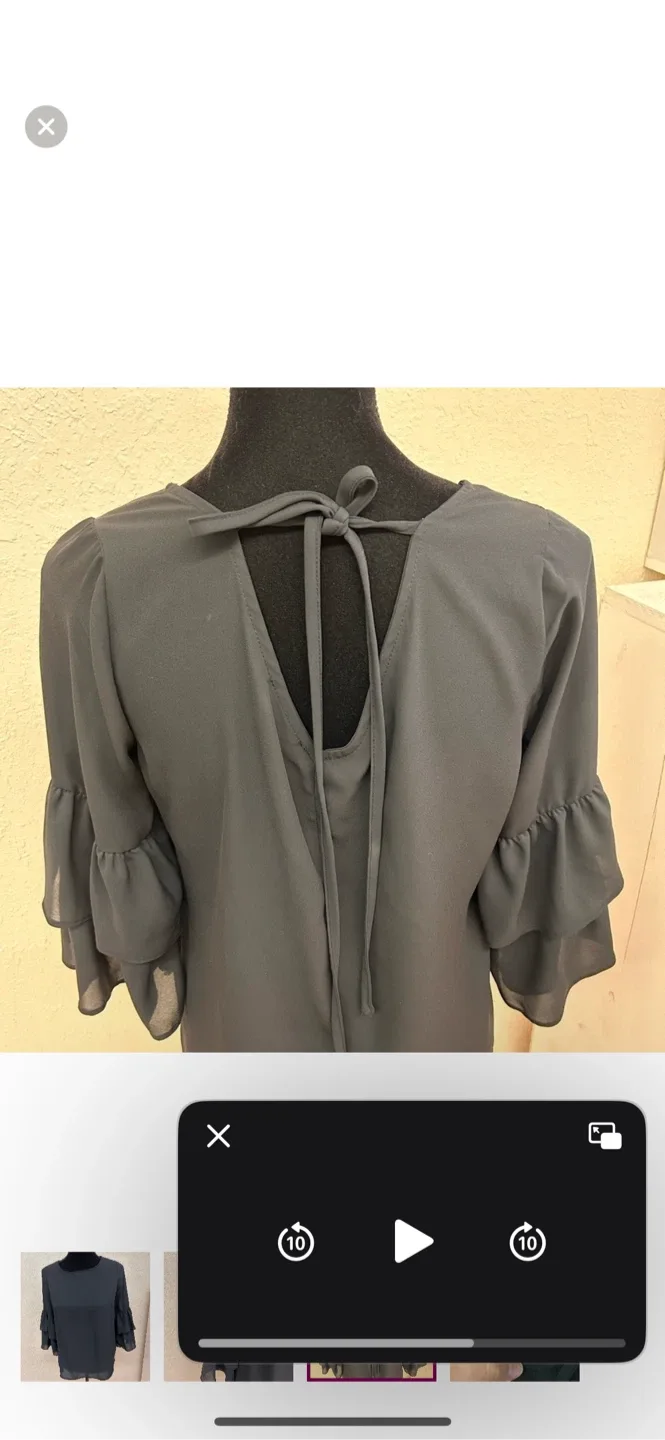 Lily Morgan Black Ruffle Sleeve Top - Size S image indicator(3)