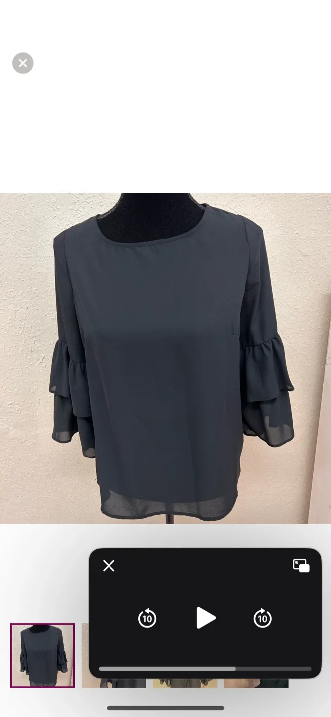 Lily Morgan Black Ruffle Sleeve Top - Size S