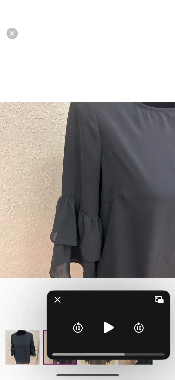 Lily Morgan Black Ruffle Sleeve Top - Size S image indicator(2)