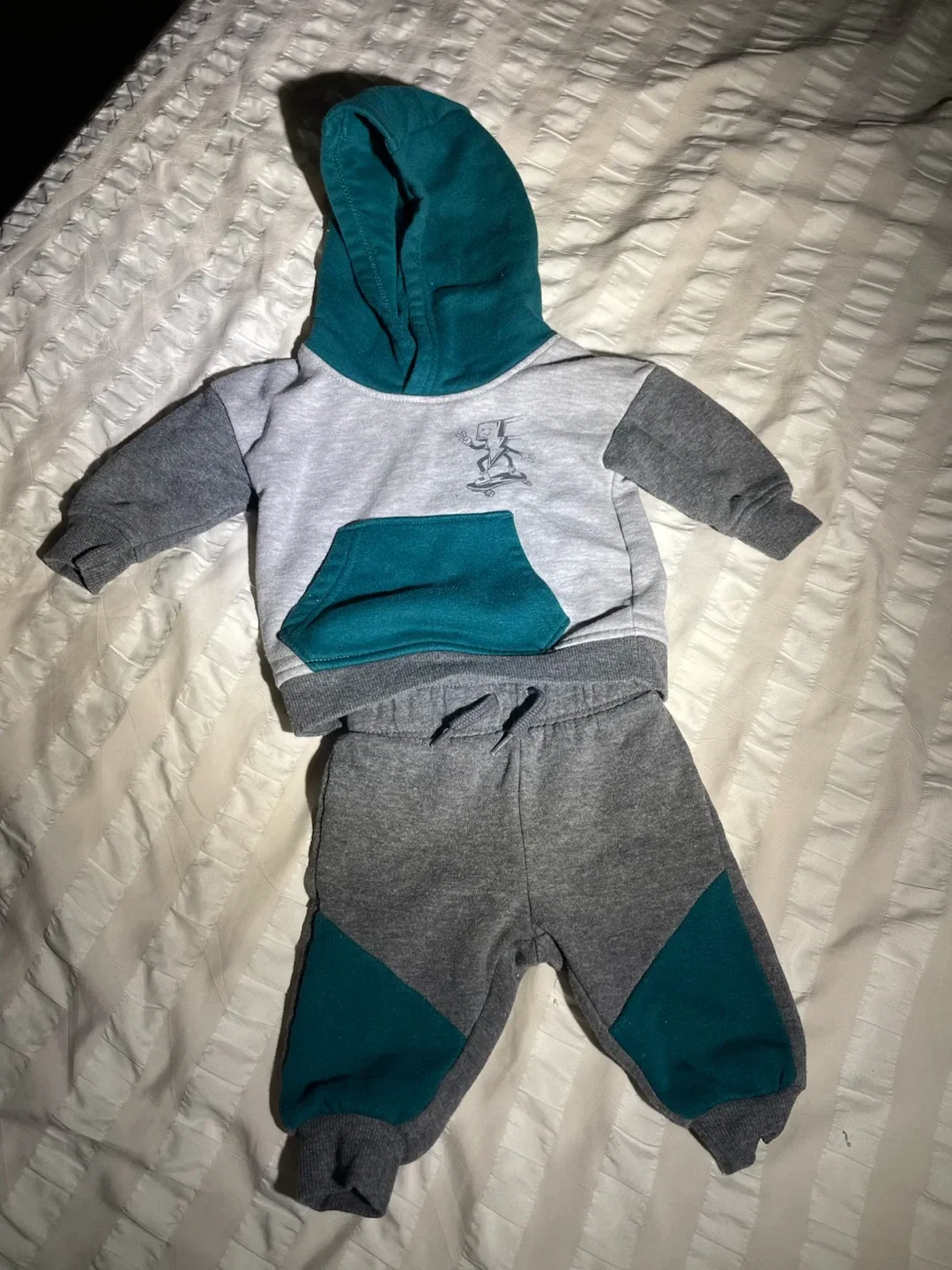 Hoodie and Pants Set - Grey and Teal!! George baby!!! image indicator(2)
