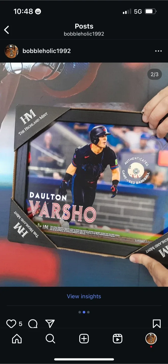 Daulton Varsho Framed Game-Used Baseball Photo