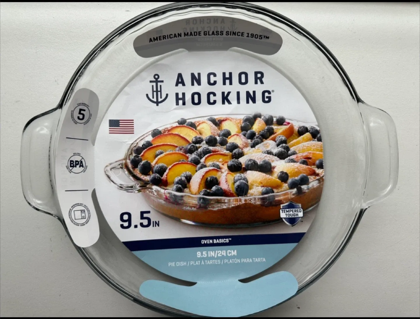 Anchor Hocking 9.5” glass pie dish
