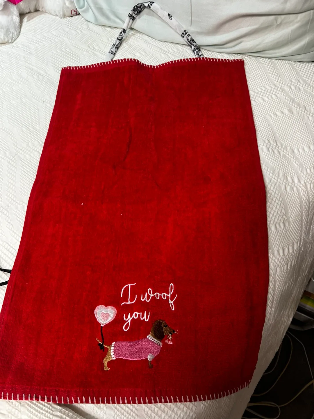 Red Embroidered Dachshund Towel Tote image indicator(2)